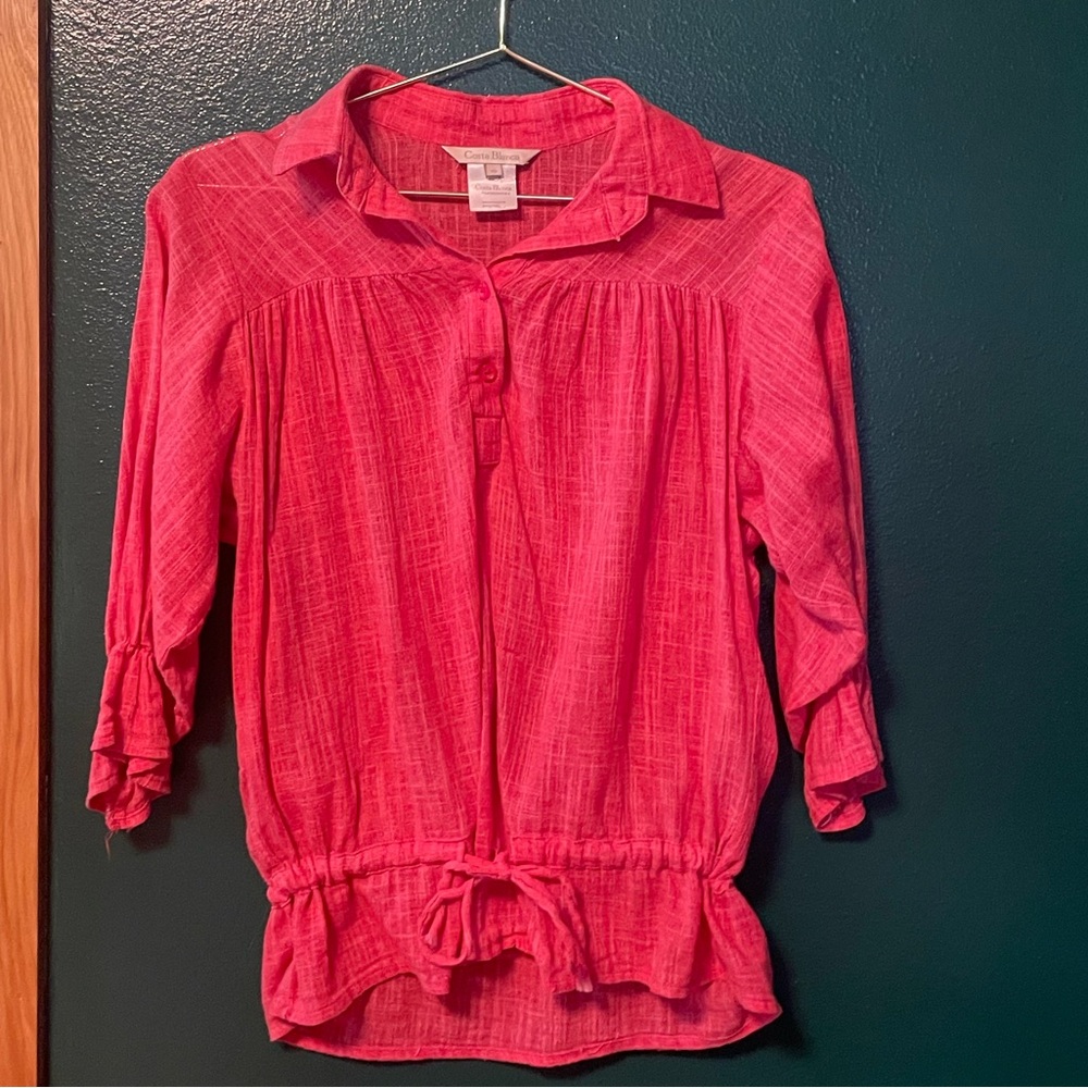 Salmon pink blouse. 3/4 sleeves. Size S.